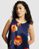 Model wears Silk Scoop Shell Top in Nour