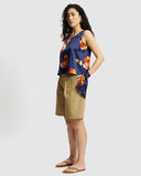 Model wears Silk Scoop Shell Top in Nour