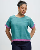 Model wears Aruba Marine Sports Raglan