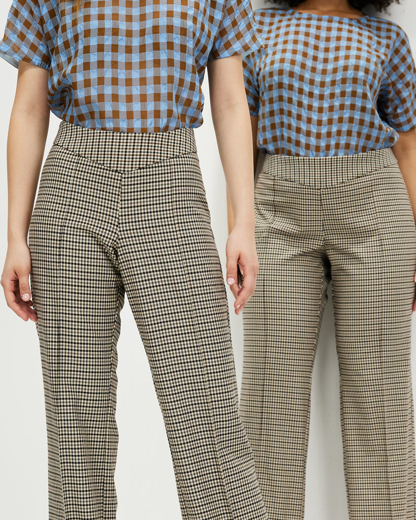 Models wear Monochrome Check Aryana Pants
