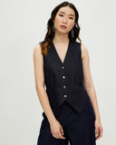 Model wears Denim Daydream Reversible Vest