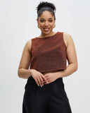 Model wears Disco Inferno Cropped Singlet Top