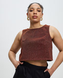 Model wears Disco Inferno Cropped Singlet Top