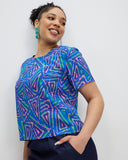 Model wears Fariba Silk Tee