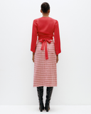 Model wears Fondant Pink Column Skirt