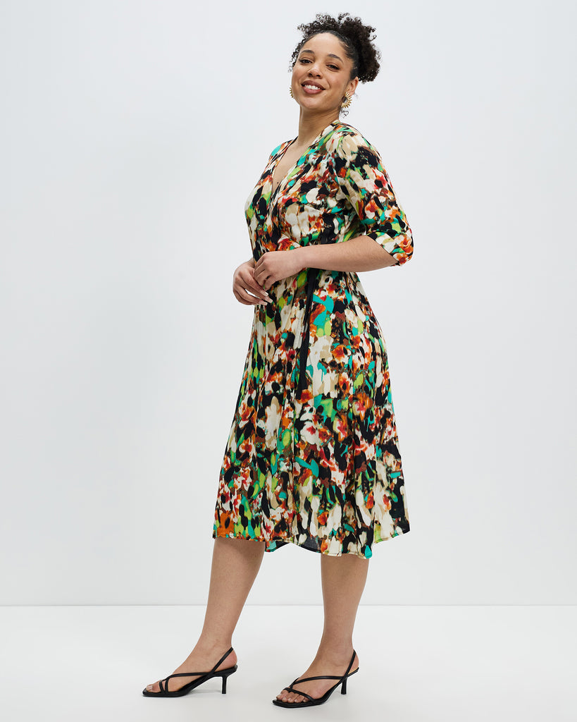 Model wears Garden Daydream Wrap Dress