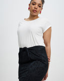 Model wears Luna Front Tie Mini Skirt