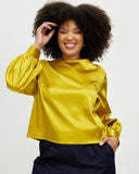 Model wears Marigold Bishop Sleeve Top
