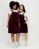 Models wear Merlot Velvet Pinafore