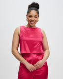 Satin Cropped Singlet Top - Pink State of Mind