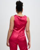 Satin Cropped Singlet Top - Pink State of Mind