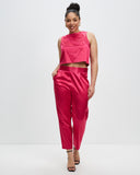 Satin Cropped Singlet Top - Pink State of Mind