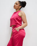 Satin Straight Leg Pants - Pink State of Mind