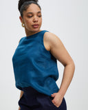 Shell Top - Peacock Blue Linen Summer