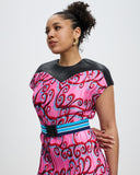 Model wears Seaside Stripe Wide Belt