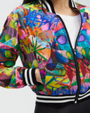 Model wears Silk Aviator Jacket - Amplify