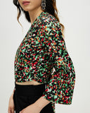 Model wears Wild Meadow Wrap Top