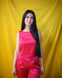 Satin Cropped Singlet Top - Pink State of Mind