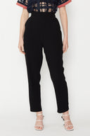 Mia wears our Black Straight Leg Pants for SS20 'FAM BAM'