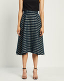 Model wears Corniche Tweed Flared Skirt