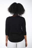 Dorsu Boat Neck 3/4 Sleeve Top - Black