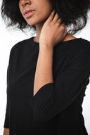 Dorsu Boat Neck 3/4 Sleeve Top - Black