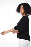 Dorsu Boat Neck 3/4 Sleeve Top - Black