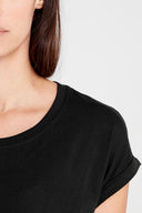 Dorsu Rolled Sleeve Top - Black