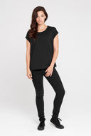 Dorsu Rolled Sleeve Top - Black