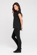 Dorsu Rolled Sleeve Top - Black