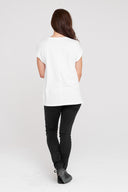 Dorsu Rolled Sleeve Top - White
