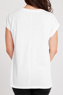 Dorsu Rolled Sleeve Top - White