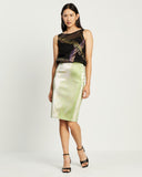 Model wears Emerald Gaze Pencil Skirt