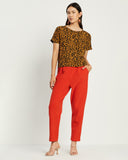 Model wears Scorching Orange Straight Leg Pant