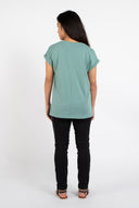 Dorsu Rolled Sleeve Top - Seafoam