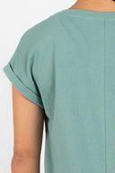 Dorsu Rolled Sleeve Top - Seafoam