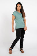 Dorsu Rolled Sleeve Top - Seafoam