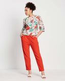 Model wears Scorching Orange Straight Leg Pant