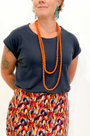 Dark Blue Silk Long Strand Necklace