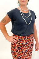 Dark Blue Silk Long Strand Necklace