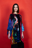 Model wears Wendy Sharpe Print limited edition jacket 