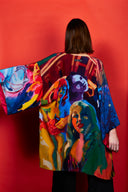 Model wears Wendy Sharpe Print limited edition jacket 