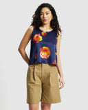 Model wears Silk Scoop Shell Top in Nour