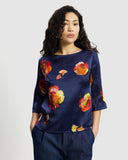Model wears Silk Smock Top in Nour