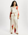 Model wears Silk Wide Leg Pant in Diya