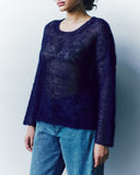 person wearing a knitted mohair jumper