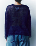 person wearing a knitted mohair jumper
