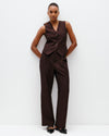Model wears Suit Vest in Bitter Chocolate