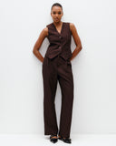 Model wears Suit Vest in Bitter Chocolate