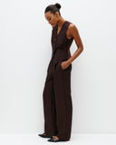 Model wears Bitter Chocolate Suit Pant
